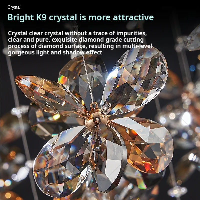 DecorBites™ Crystal Staircase Chandelier | Modern Elegant Loft Villa Lighting Fixture