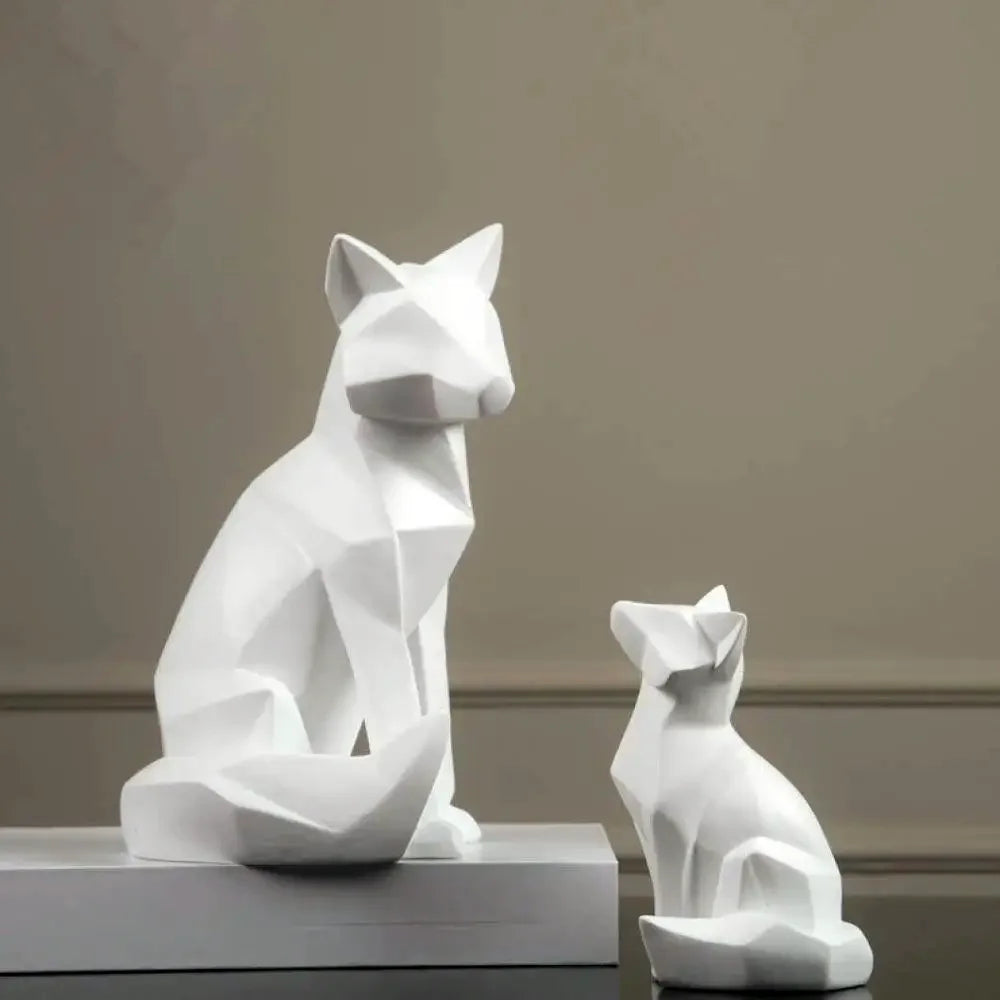 DecorBites™ Geometric Fox Sculpture Modern Home Decor Abstract Ornaments Statues