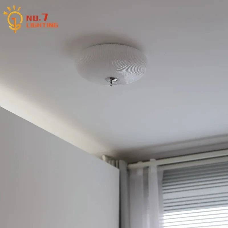 DecorBites™ Cream Glass Round Ceiling Lights | Modern LED Indoor Lighting | Bedroom Study Balcony Lighting