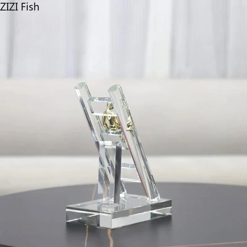 DecorBites™ Golden Figures Resin Sculpture: Creative Staircase Desk Decoration