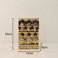 DecorBites™ Golden Square Ceramic Vase with Artificial Flowers for Room Aesthetic Decor