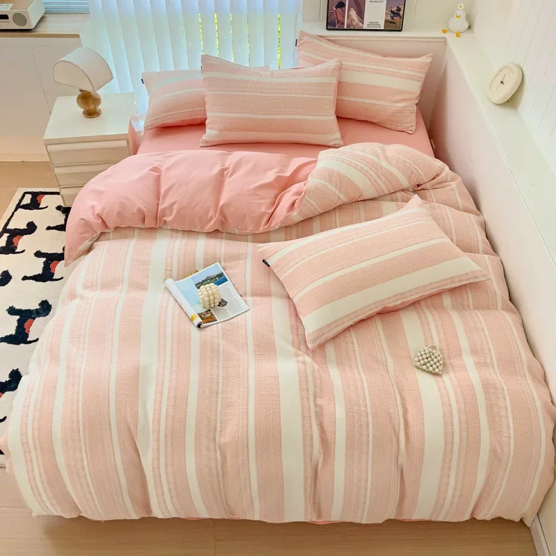 DecorBites™ Jacquard Cotton Bedding Set for Queen King Size - Skin Friendly Comforter Cover