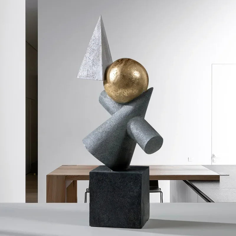DecorBites™ Geometric Gold Ball Sculpture Statues for Home Decor