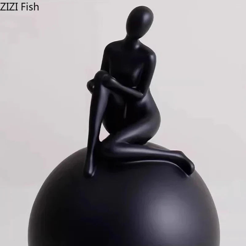 DecorBites™ Geometric Base Character Statue Decor - Resin Sculpture for Aesthetic Room Ornaments