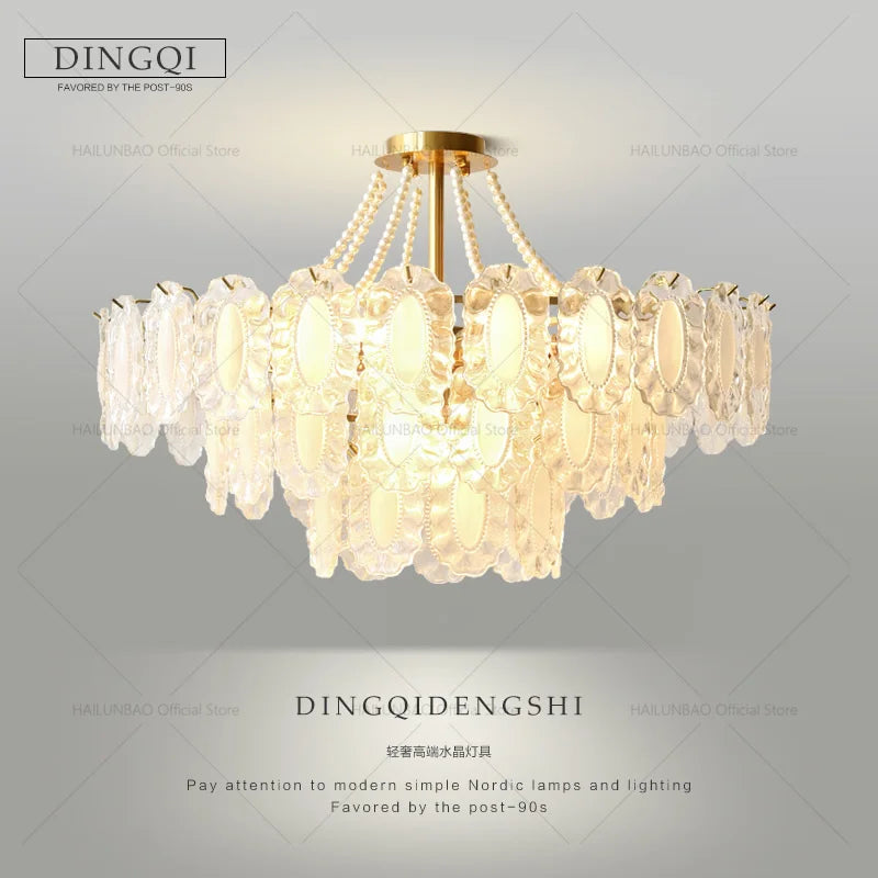 DecorBites™ Cream Wind Crystal Chandelier - Elegant French Design for Luxury Living Spaces