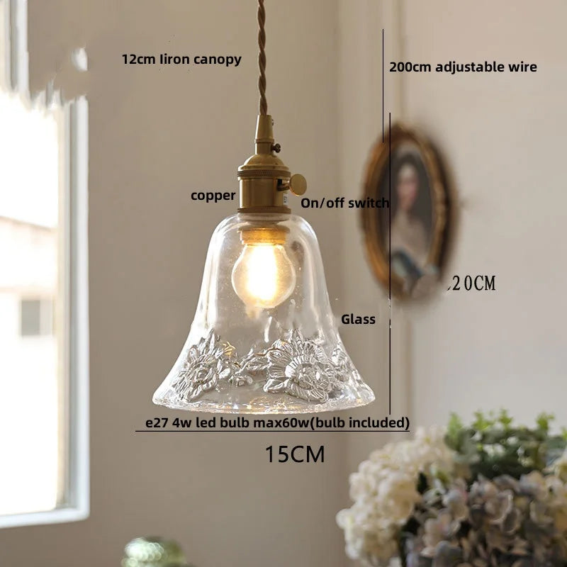 DecorBites™ Copper Glass LED Pendant Light - Modern Adjustable Hanging Fixture for Home deco