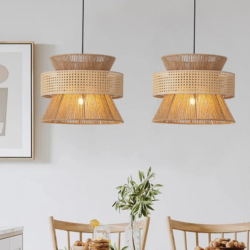 DecorBites™ Handmade Hemp Rope Chandelier Pendant Light for Restaurant and Cafe