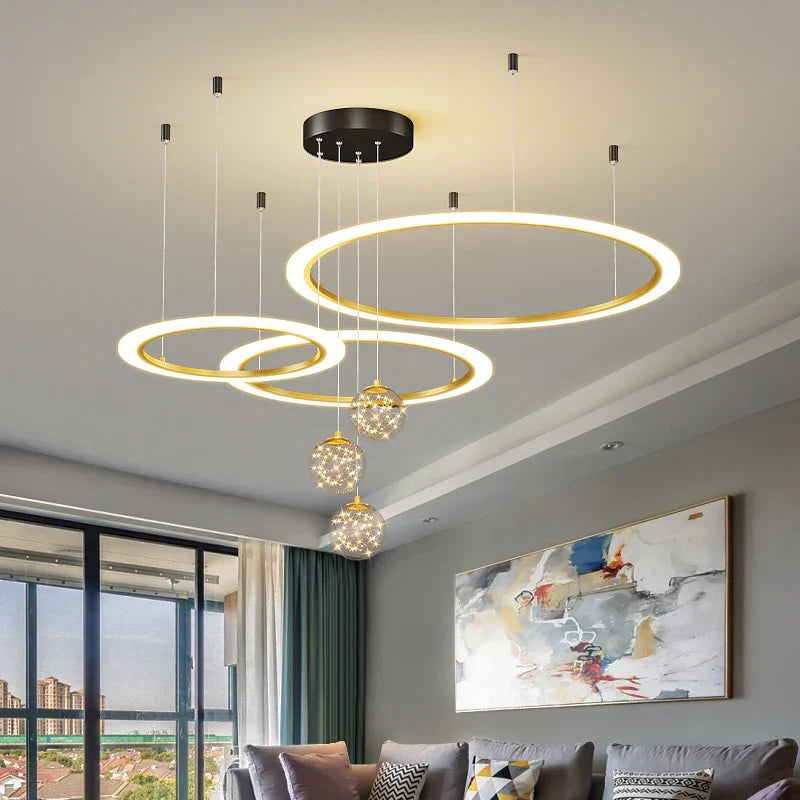DecorBites™ Circle Ring Pendant Light Chandelier Modern Living Room Bedroom Lamps Ceiling Luminaire