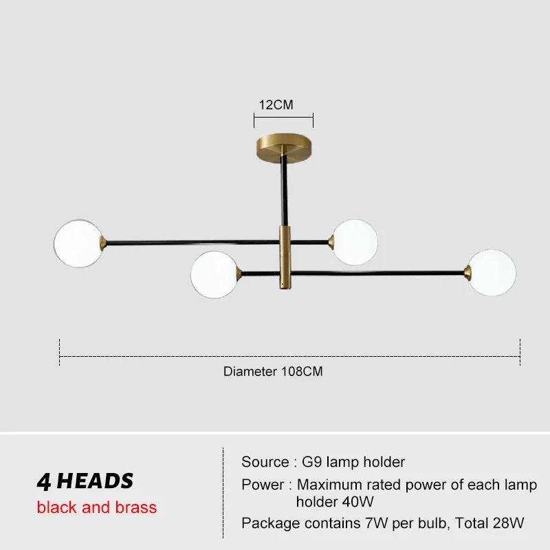 Modern decorbites glass brass chandelier for living room