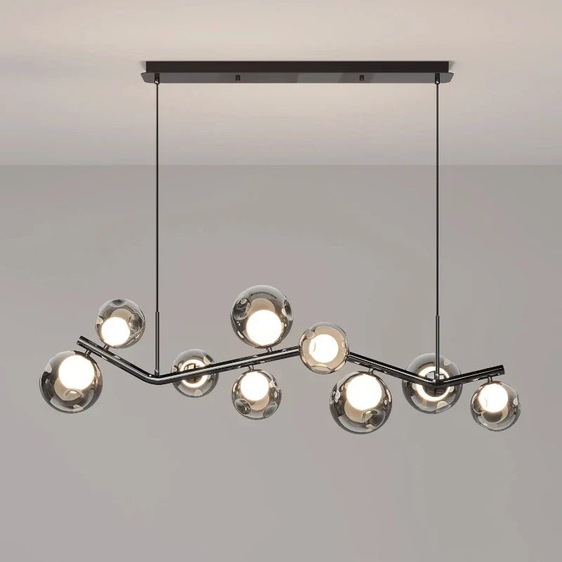 DecorBites™ Glass Globe Black Led Pendant Chandelier - Nordic Style Dining Room Decor