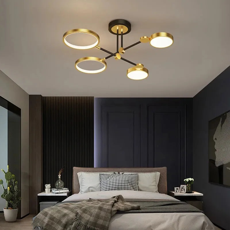 DecorBites™ Gold Frame LED Ceiling Lamp - Remote Control Dimmable Chandelier