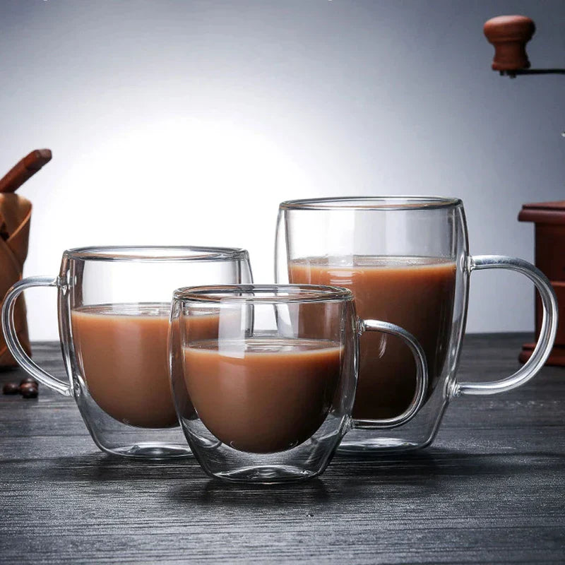 DecorBites™ Double Wall Glass Coffee Cup Espresso Mug Heat Resistant Cocktail Wine Beer Mug