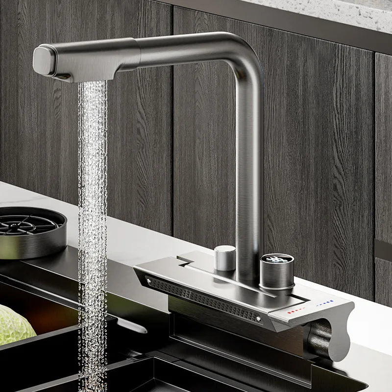 DecorBites™ Digital Display Pull Out Kitchen Faucet - Single Hole Temperature Mixer