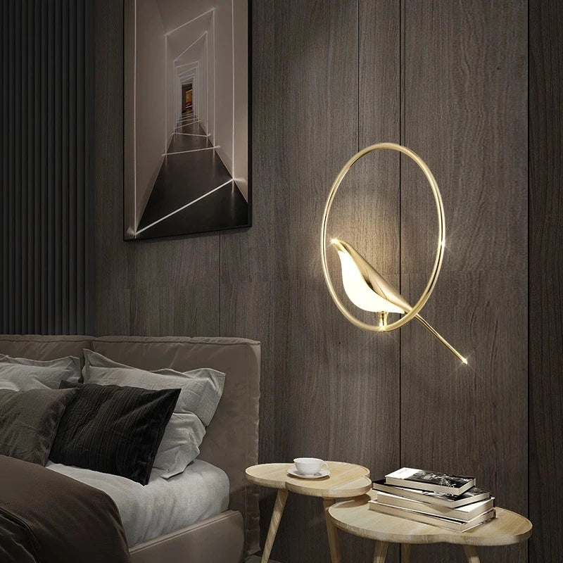 DecorBites™ Gold Magpie Bird Ceiling Chandelier: Modern Home Interior Lighting for Living Dining Kitchen