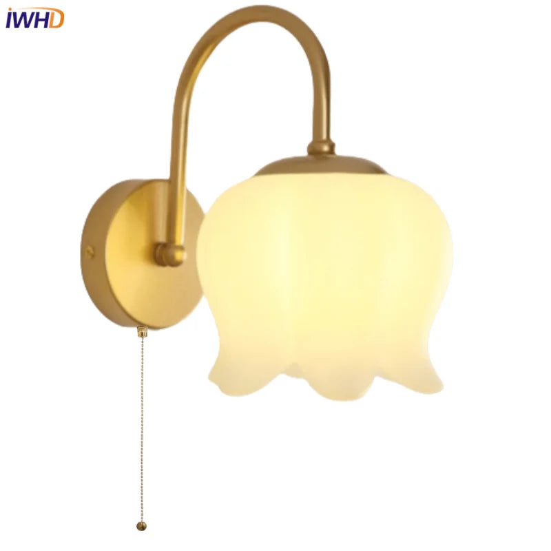 DecorBites™ Iron LED Wall Sconce Pull Chain Switch Stair Light Fixture for Study Hallway