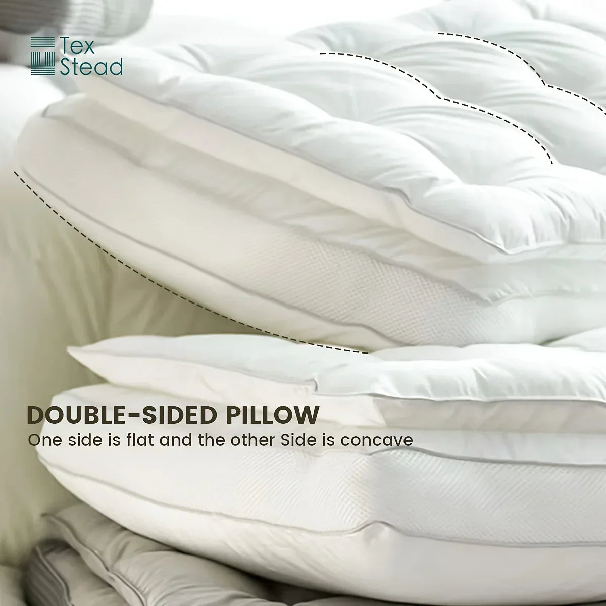 DecorBites™ Double Layer Fiber Pillow: Soft & Fluffy Hotel Adult Neck Pillow for All Sleepers