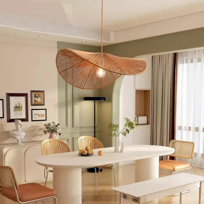DecorBites™ Hemp Pendant Lights: Wabi Sabi LED Indoor Lighting Fixtures