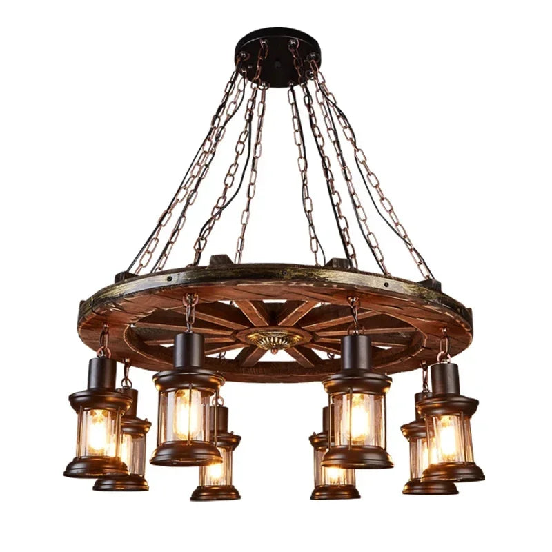 DecorBites™ Iron Wheel LED Pendant Lights - Industrial Metallic Lustre Hanging Lamps