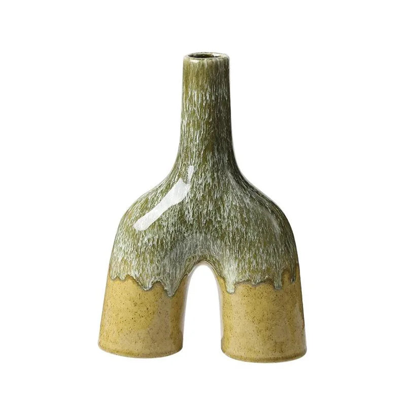 DecorBites™ Abstract Kiln-changing Glaze Ceramic Vase for Home Decor and Floral Arrangement