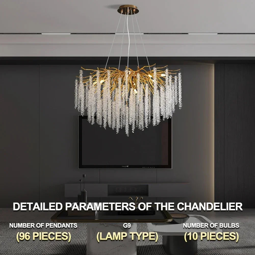 DecorBites™ Crystal Ceiling Chandelier for Bedroom and Living Room