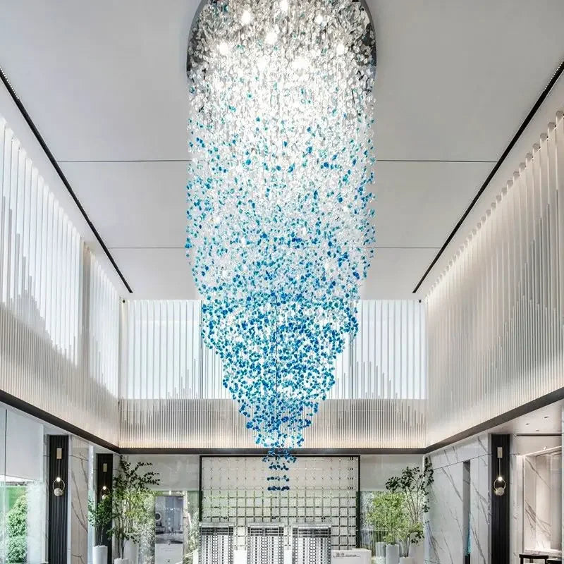 DecorBites™ Crystal LED Chandelier: Modern Luxury Staircase Pendant Light for Hallway & Lobby
