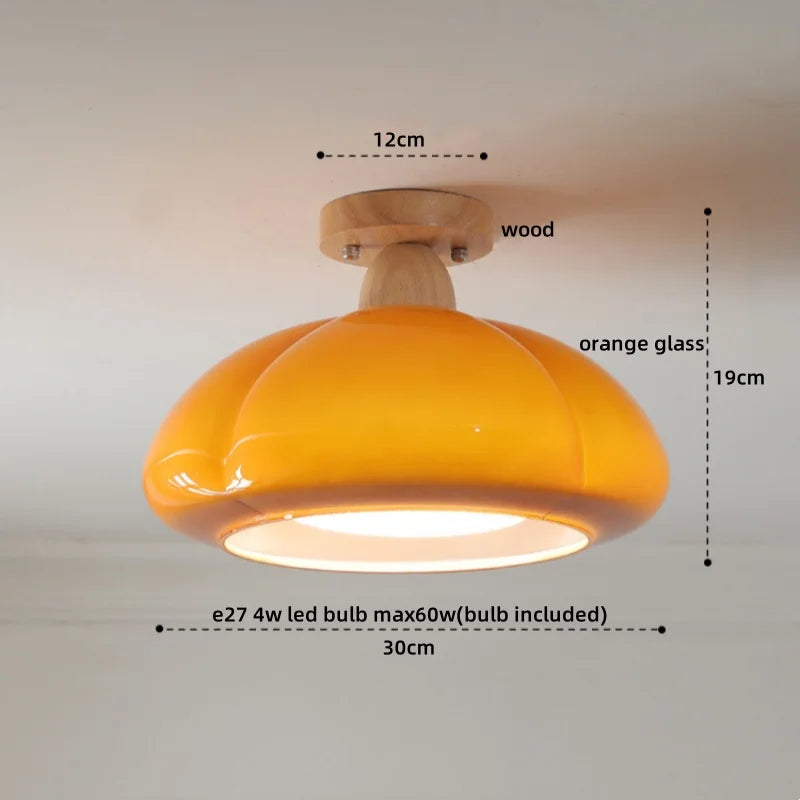 DecorBites™ Glass LED Ceiling Lamp Copper Walnut Modern Living Room Lighting Fixtures