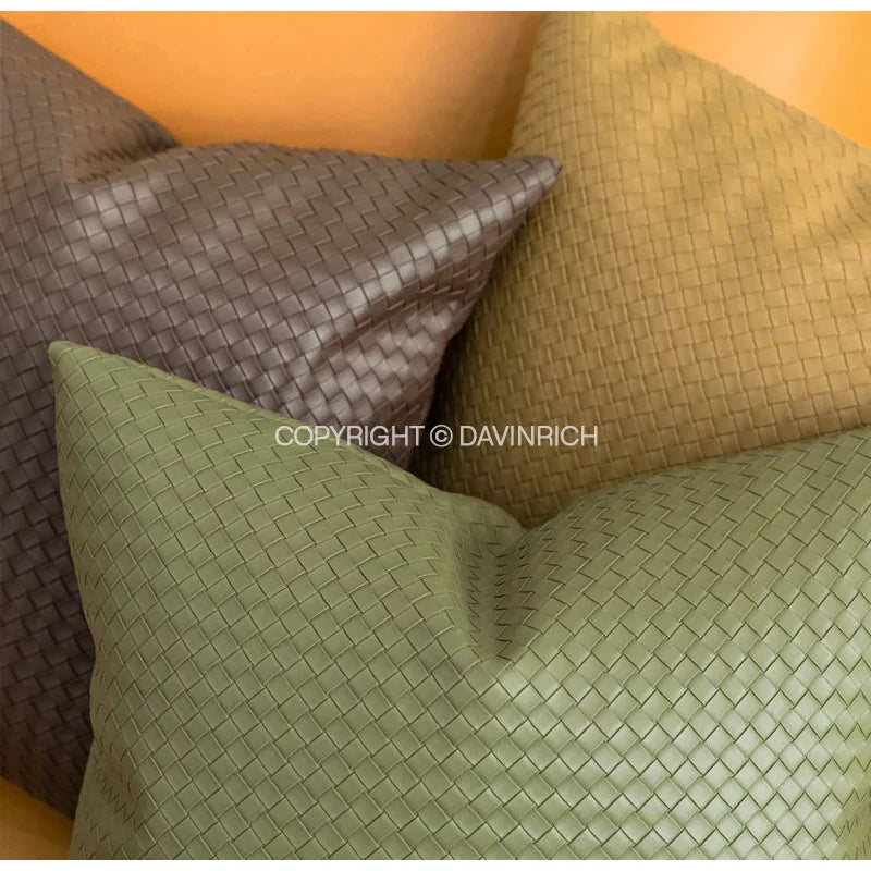 DecorBites™ Geometric Faux Leather Throw Pillow Cover - Modern Luxury Pillowcase