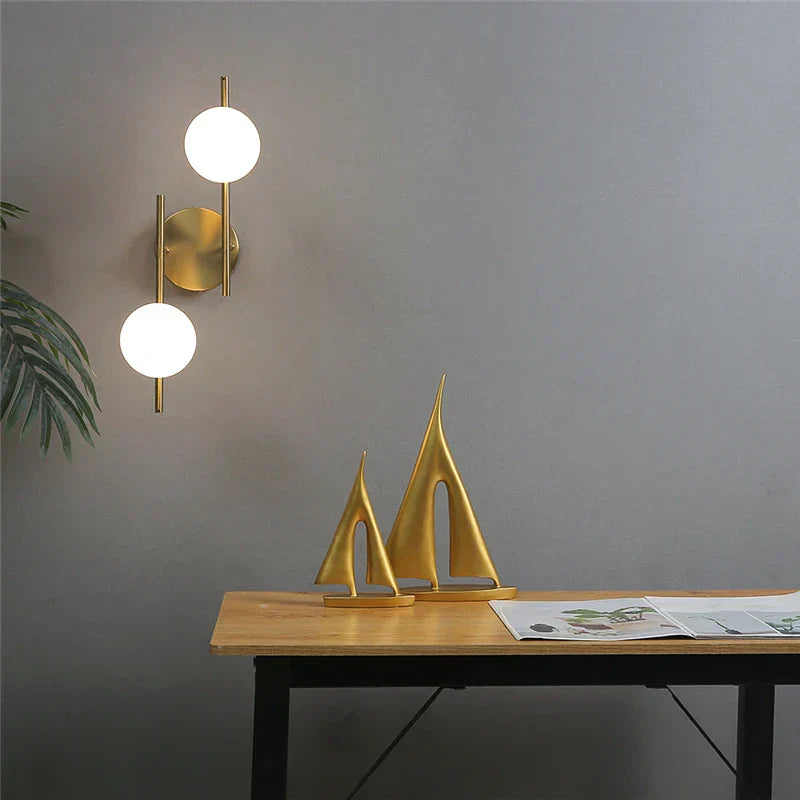 DecorBites™ Golden Indoor Wall Lights with Milky Glass Ball, Double G9 Bulbs