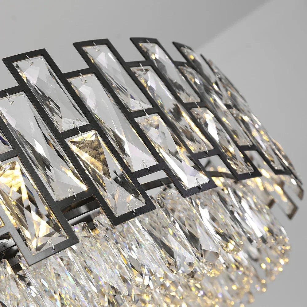 DecorBites™ Black Crystal LED Chandelier for Living Room, Dining Room, Kitchen, Bedroom
