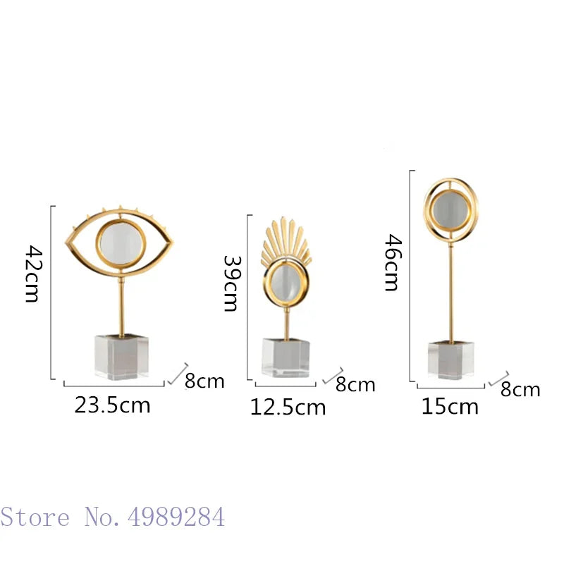 DecorBites™ Golden Metal Eyes Magnifying Glass with Crystal Glass Base - Modern Home Decoration