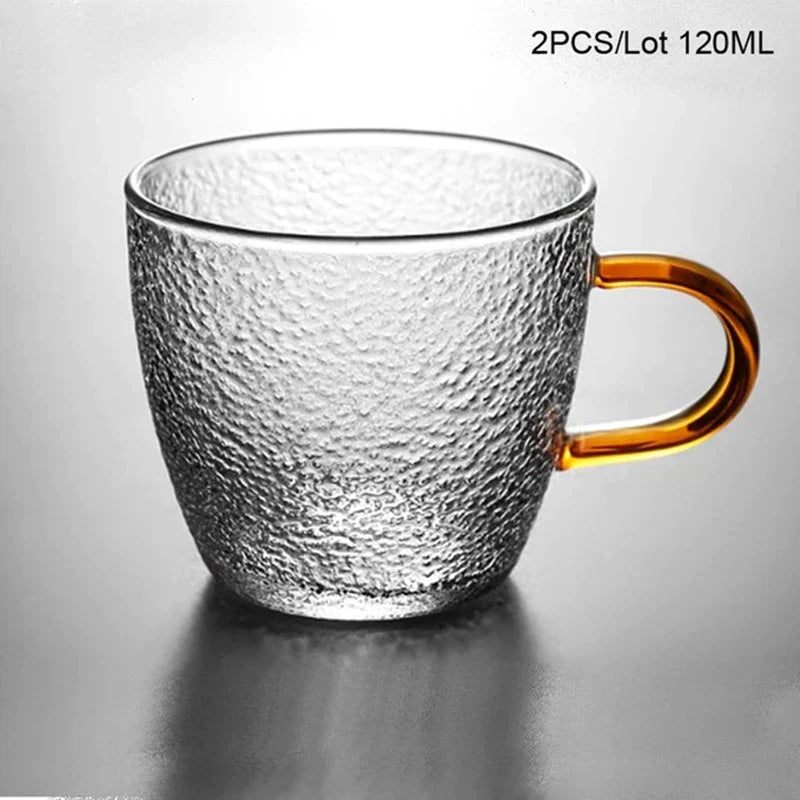 Hammered clear and amber borosilicate glass teapot kitchen tea set