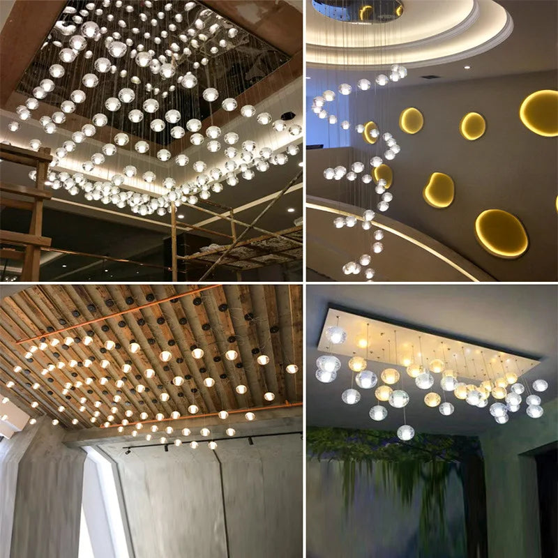 DecorBites™ Crystal Ball Chandelier: Stylish Meteor Shower Lighting for Restaurant, Bar, and Home