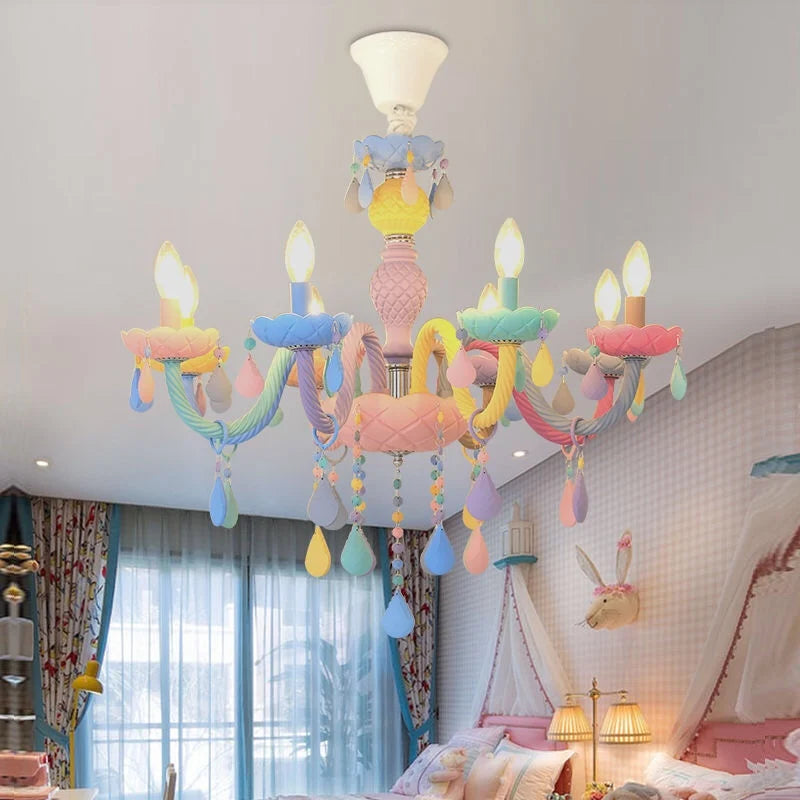 DecorBites™ Crystal Chandelier: Modern Macaron Color Children Room Luminaire