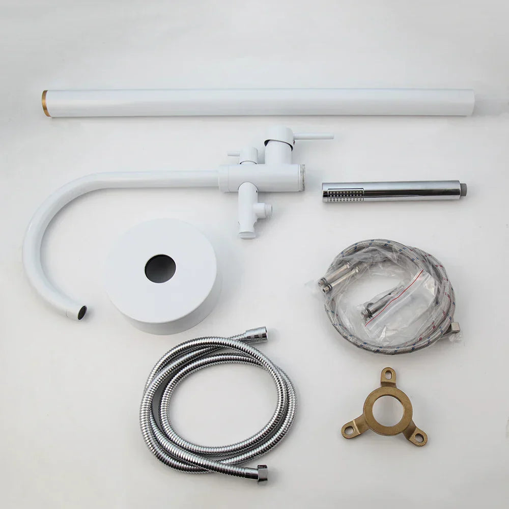 DecorBites™ Dual Handle Bathtub Faucet Set with Hand Shower, Floor Mounted Hot Cold Mixer