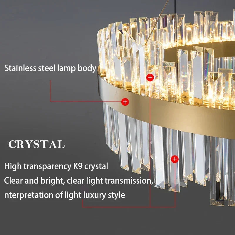 DecorBites™ Elegant Crystal Chandelier Pendant Light for Living Room Dining Kitchen Decoration