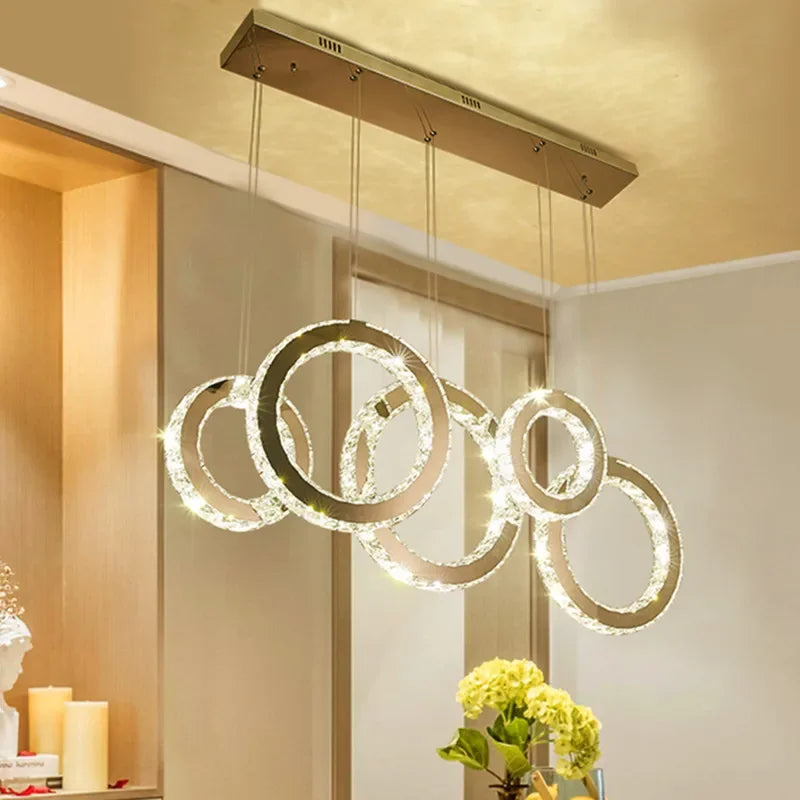 DecorBites™ Crystal Circle LED Pendant Chandelier for Dining Room