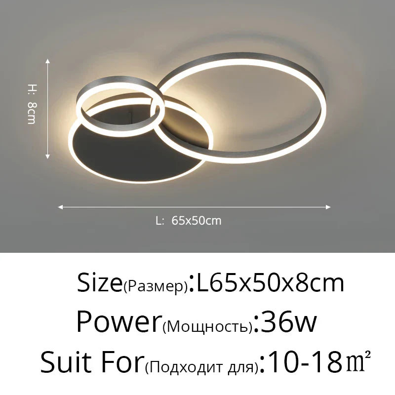 DecorBites™ LED Chandelier: Modern Living Study Bedroom Lamps, Round Rings Foyer Chandeliers Luminaire
