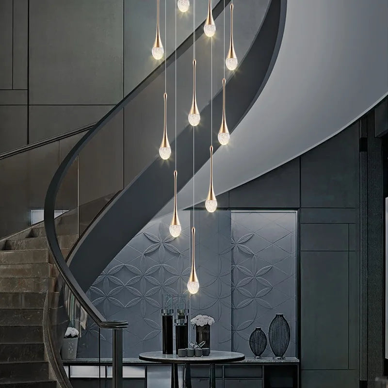 DecorBites™ Crystal Bubble Chandelier for Duplex Living Room, Rotating Staircase, Villa Lobby