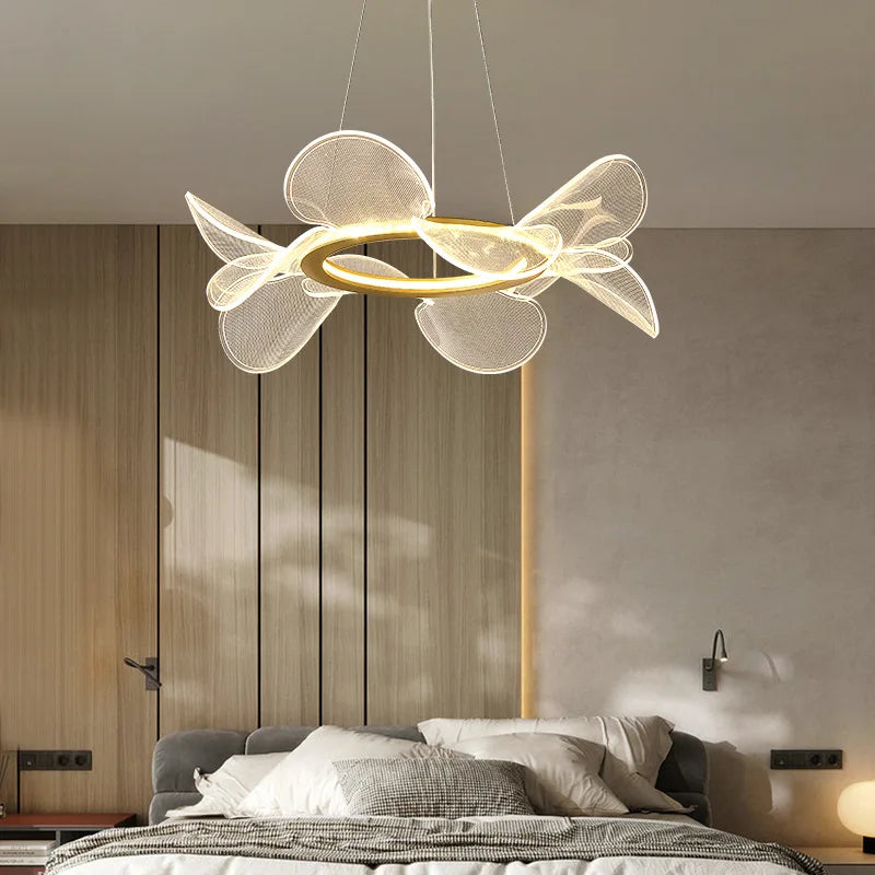 DecorBites™ LED Flower Chandelier: Luxury Acrylic Pendant Lamp for Modern Living, Bedroom, Kitchen, Dining Room