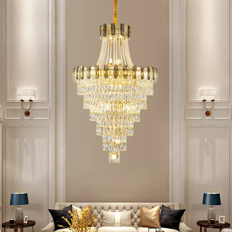 DecorBites™ Crystal Chandelier: Stylish High Spiral Staircase Pendant Lighting