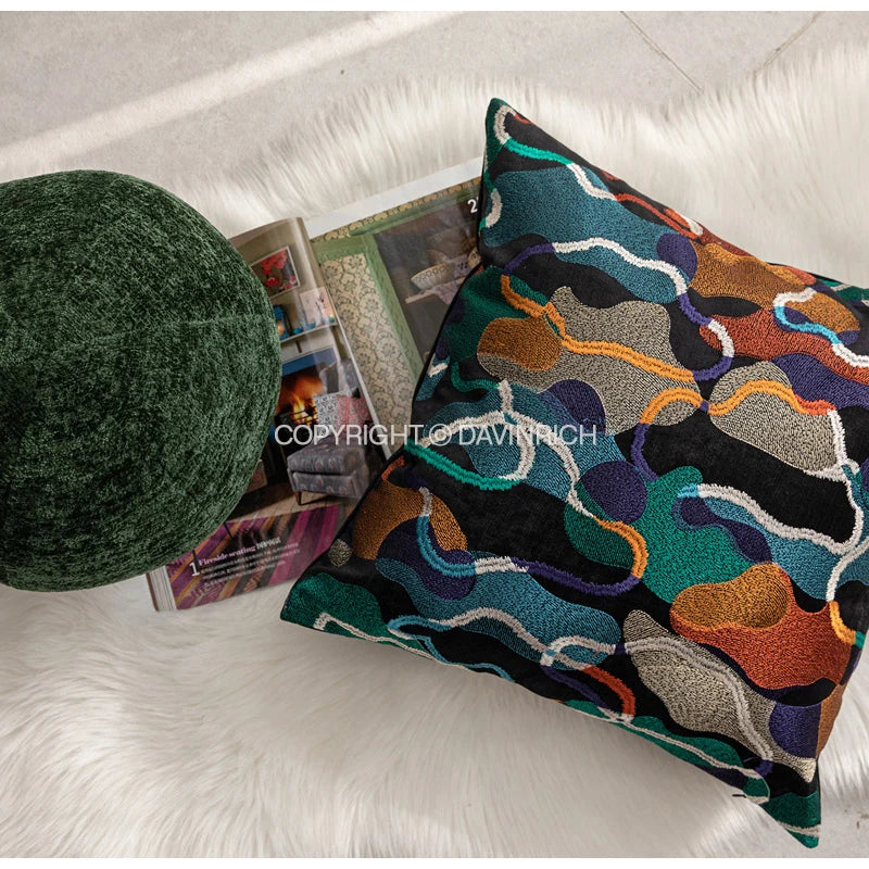 DecorBites™ Geometric Embroidery Abstract Cushion Covers 45x45cm, Modern Home Decor