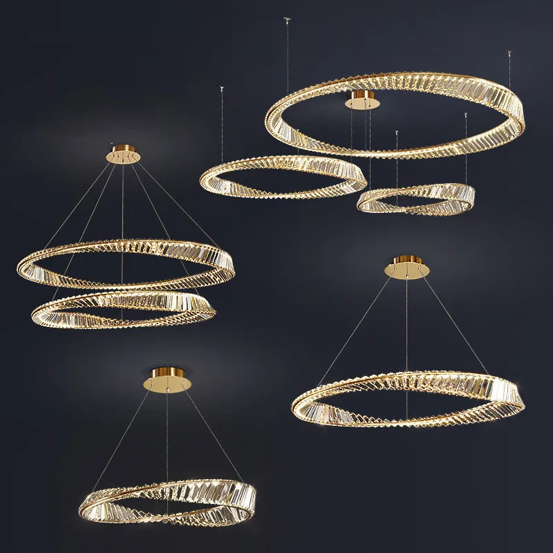 DecorBites™ Irregular Gold Steel LED Pendant Light with Dimmable K9 Crystals