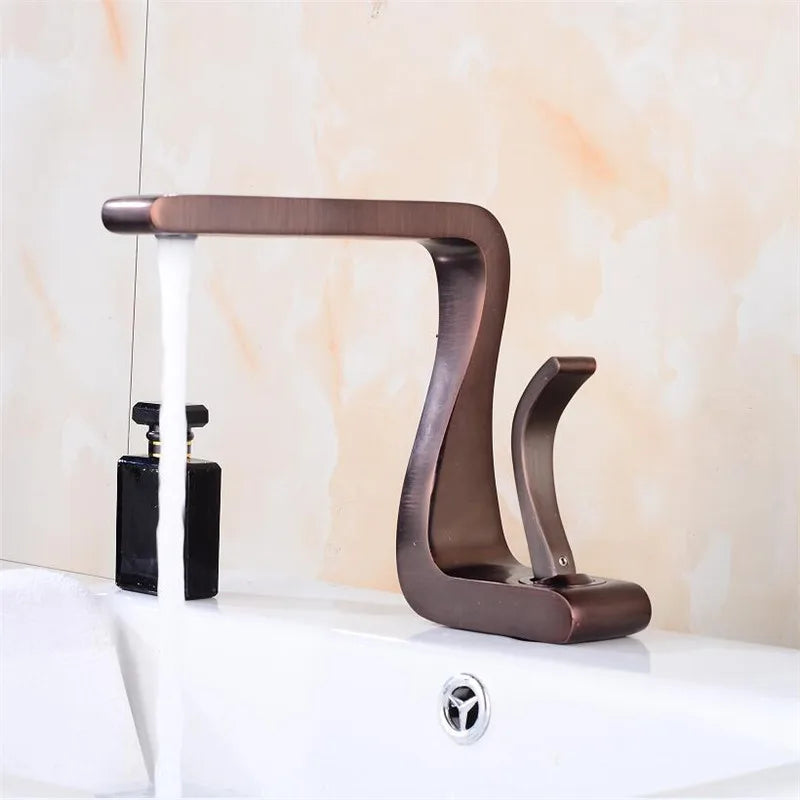 DecorBites™ Gold & White Basin Faucet: Modern Brass Mixer Tap for Bathroom Sink