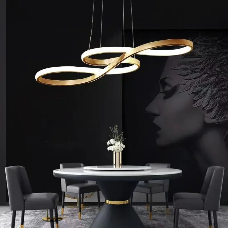 DecorBites™ Gold LED Chandelier: Modern Nordic Hanging Lamp for Dining Room, Kitchen, Bar, Office
