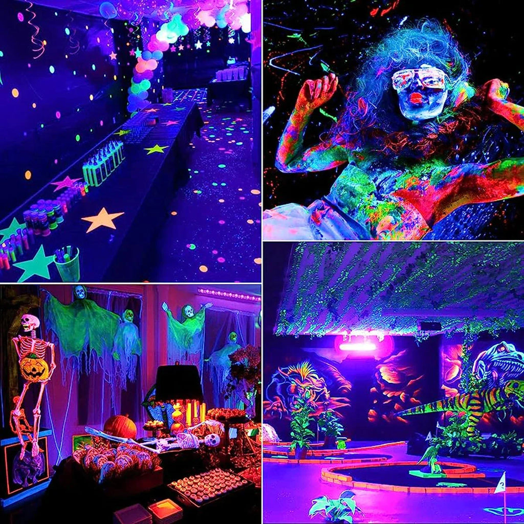 DecorBites™ LED Black Light 6W: 395nm T5 UV Blacklight Bar for Glow Halloween Decor