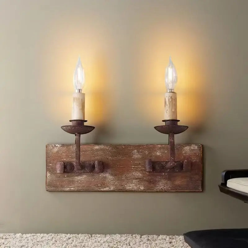 DecorBites™ Country Retro Wall Light Solid Wood for Bedroom Living Room, Creative Lighting