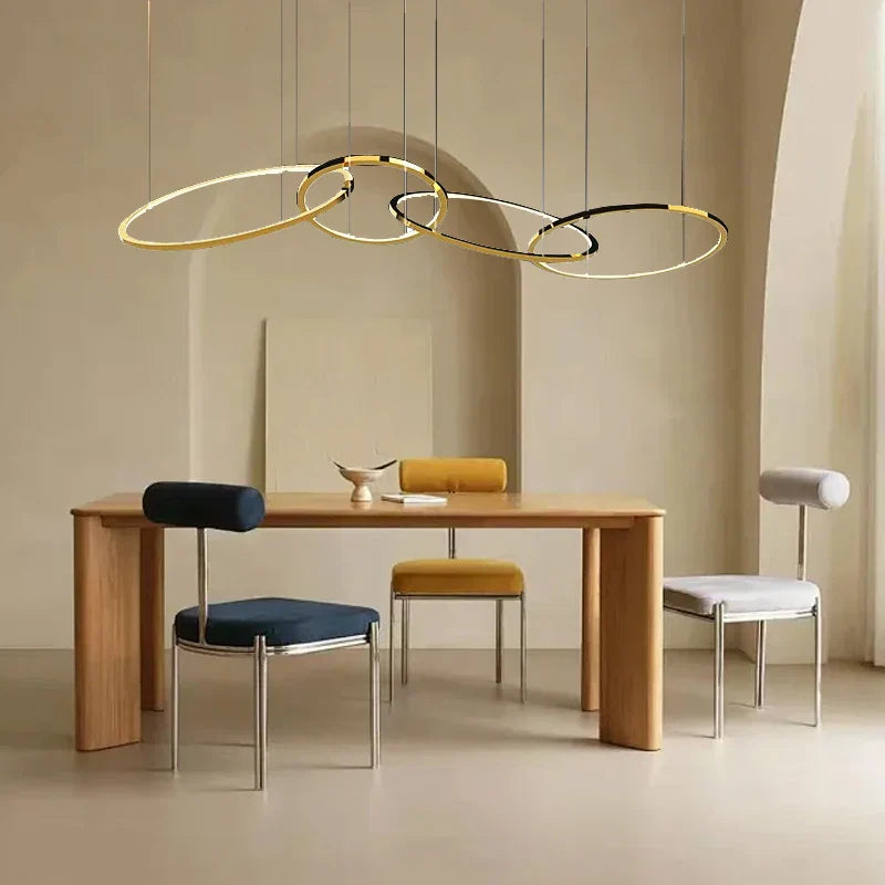 DecorBites™ Gold Round Ceiling Chandelier - Elegant Dining Room Hanging Lamp