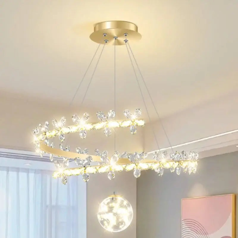 DecorBites™ Crystal Gold Ceiling Chandelier: Luxury Nordic Living Room Lamp