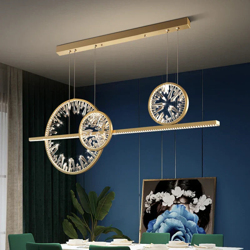 DecorBites™ Crystal Ring LED Chandelier for Restaurant Dining Room Coffee Shop