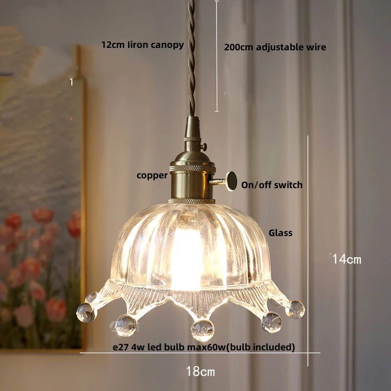 DecorBites™ Crystal Brass LED Pendant Light: Modern Nordic Style, Adjustable Wire, E14 Fixture